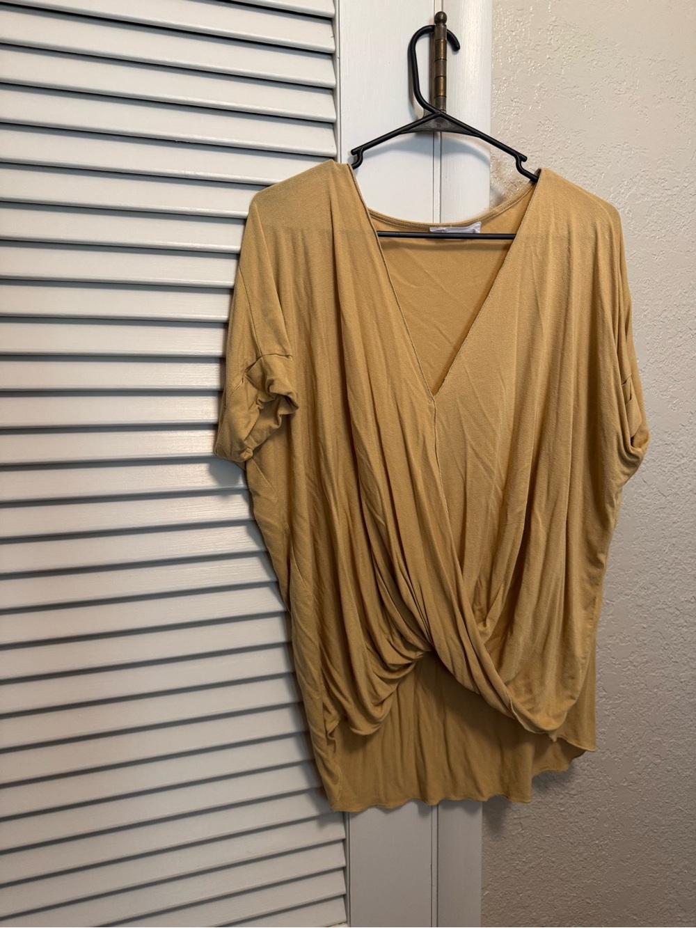 Double Zero Twist-Front Mustard Draped Tunic